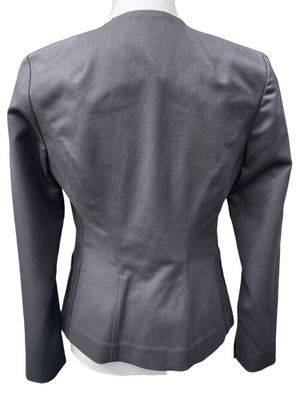 Judith & Charles Black Fitted No Lapel Clip Closure Blazer Jacket (2) - Picture 7 of 12